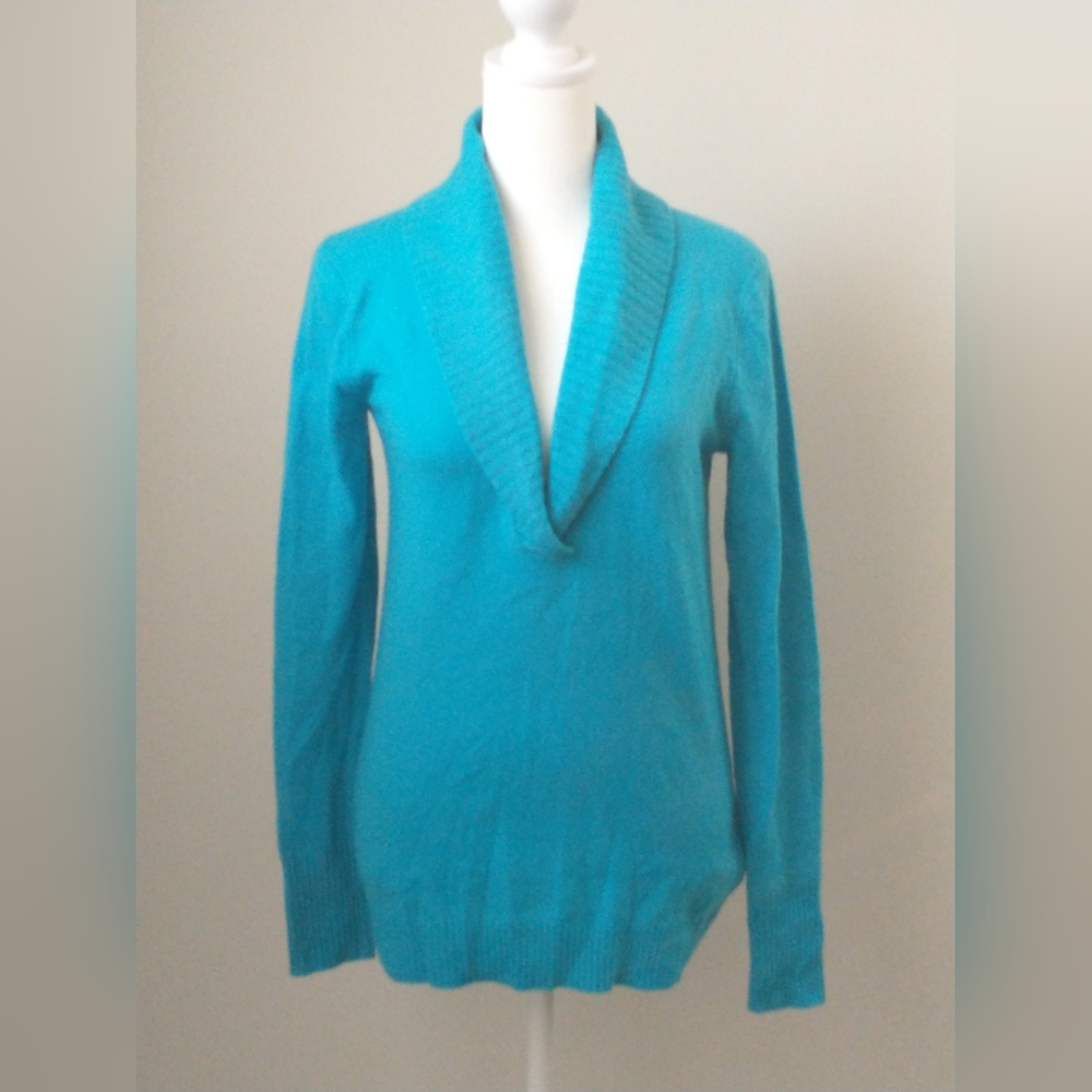 J. Crew blue 100% cashmere shawl collar sweater M